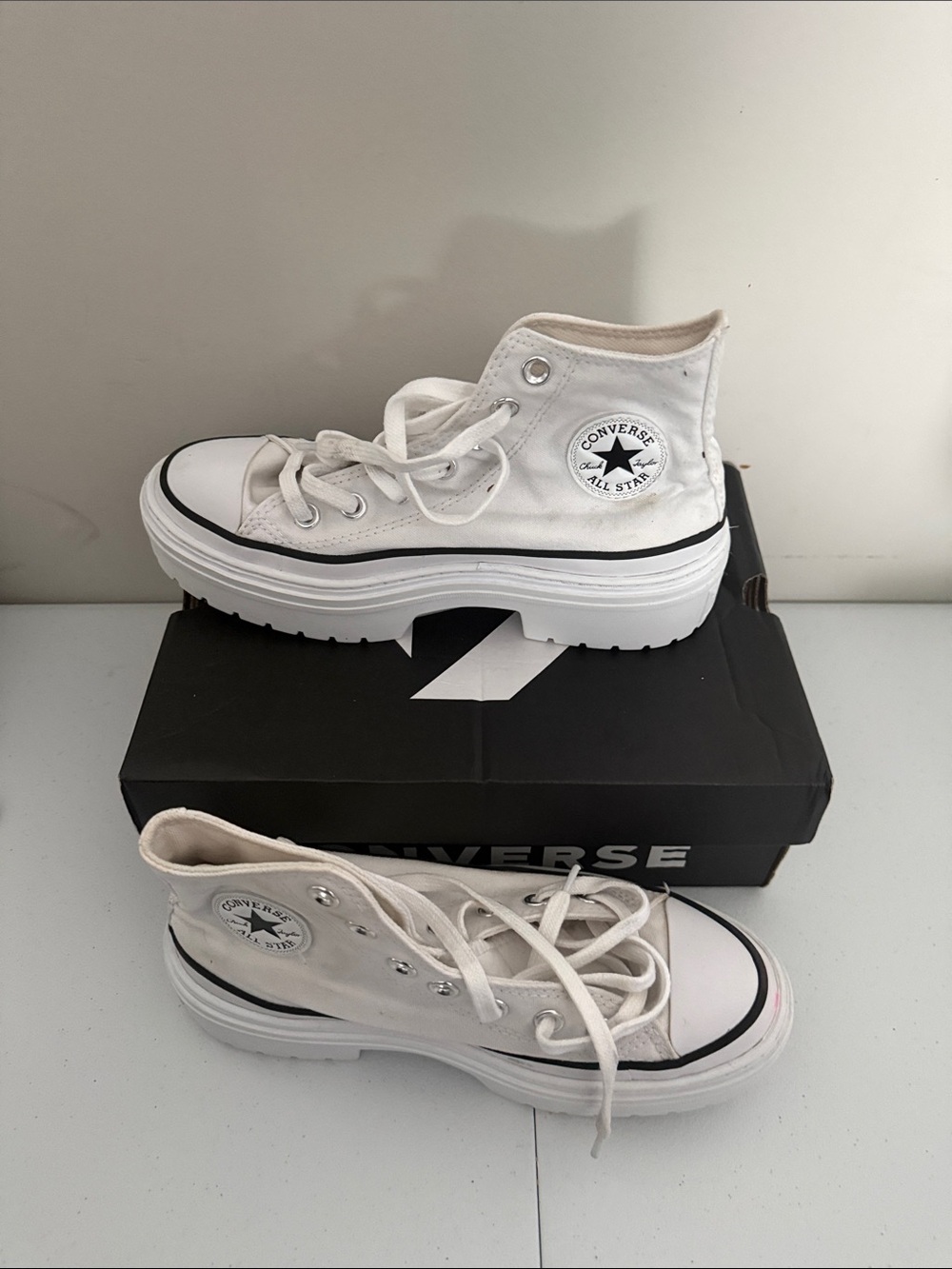 Converse White High-Top Platform Chuck Taylor Sneakers - Picture 2 of 5